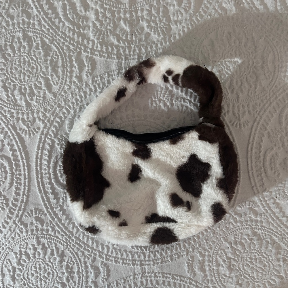 Faux Fur Brown Cow Print Handbag
